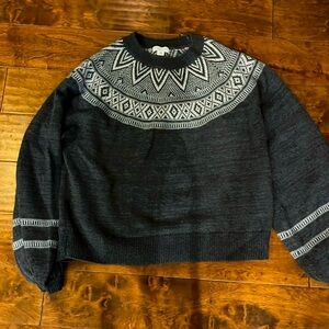 Grey and White Wool Sweater